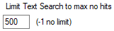 8. Limit Text Search to max no hits